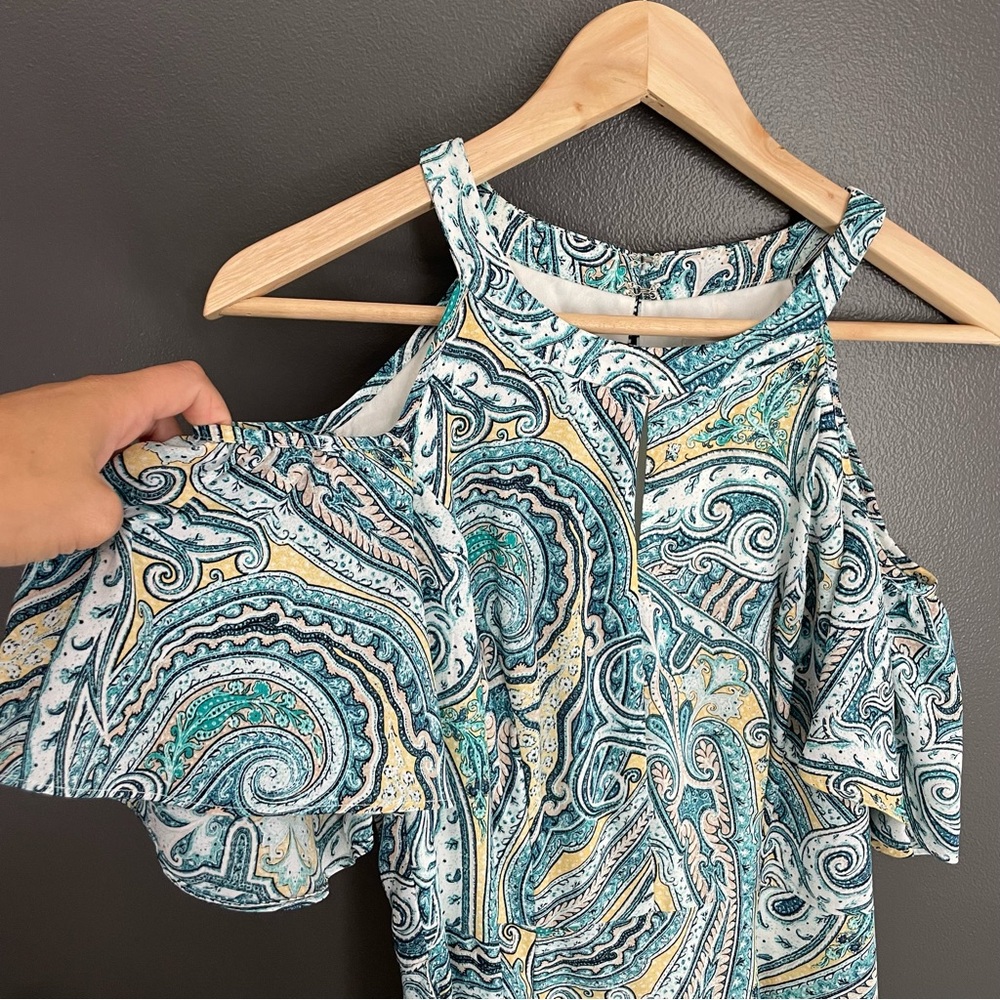 White House Black Market Cold Shoulder Paisley Dress - Picture 3 of 6